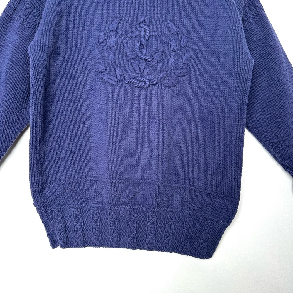 Vintage Ann Taylor Nautical Navy Old Money Preppy Embroidered Anchor Sweater - Picture 6 of 11